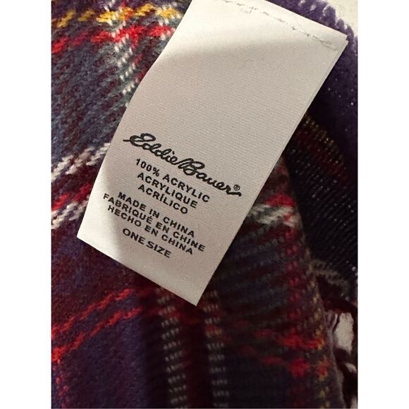 Eddie Bauer Oversized Large Plaid Fringe Scarf EXCELLENT CONDITION - Picture 4 of 5